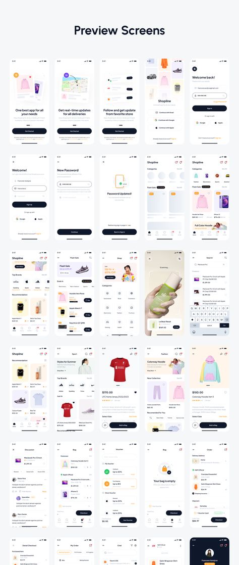 Shopline - e-Commerce Marketplace App UI Kit — Figma Resources on UI8 E Commerce Wireframe Design, Ecommerce App Home Screen, Marketplace App Design, Mobile Ecommerce Design, E Commerce App Design, Ecommerce App Design Mobile Ui, E Commerce Ui Design, Order Tracking Ui, E Commerce App Mobile Ui