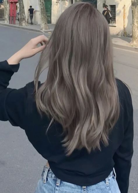 Silk Greige Hair, Light Grey Brown Hair, Grey Light Brown Hair, Greyish Blonde Highlights, Ash Brown Gray Hair, Ashy Green Hair, Dove Grey Hair, Ash Beige Highlights, Chocolate Lilac Hair Color