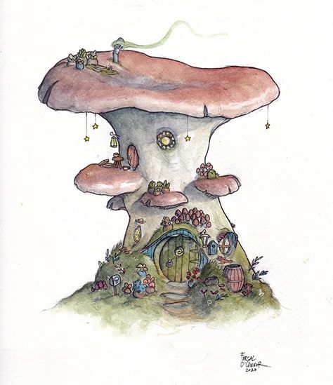 Maus Illustration, Mushroom Home, 동화 삽화, Little Mushroom, Hur Man Målar, Mushroom House, Cat Air, Watercolor Art Lessons, Arte Sketchbook