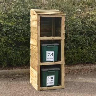 Wheelie Bin Storage | Wayfair.co.uk Triple Bin Store, Bin Store Garden, Recycling Bin Storage, Wooden Garden Storage, Bin Shed, Recycling Storage, Wooden Storage Sheds, Outdoor Trash Cans, Storage Outdoor