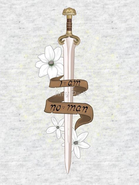 "I Am No Man" T-shirt by HunterAtHeart | Redbubble 2025 Tattoo, Flesh Art, I Am No Man, Lotr Tattoo, Dragon Age Rpg, Spine Tattoo Ideas, Lord Of The Rings Tattoo, Flower Wrist Tattoos, 100 Tattoo