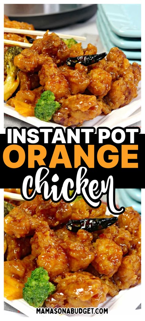 Sticky Orange Chicken, Panda Express Orange Chicken Recipe, Instant Pot Orange Chicken, Orange Chicken Sauce, Chicken Instant Pot, Homemade Chinese, Chicken Sauce, Chicken Chunks, Orange Chicken Recipe