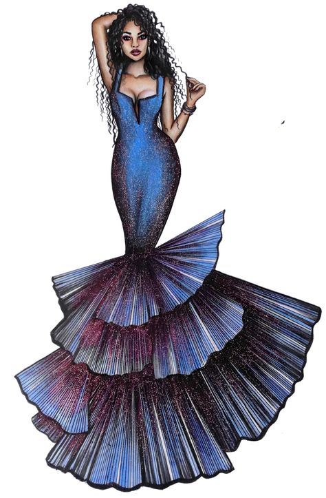 Mermaid perrywinkle inspired dress by @ursulaillustration fashion illustration sketch Mermaid Dress Drawing, Blue Glitter Dress, Fashion Illustration Poses, Fashion Model Sketch, Fashion Illustration Tutorial, Dress Sketch, Fashion Figure Drawing, Fashion Illustrations Techniques, Fashion Drawing Tutorial