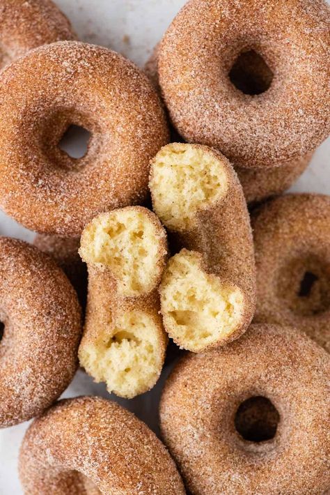 Baked Cinnamon Donut Recipes, Dairy Free Donuts Baked, Baked Cinnamon Sugar Donuts Recipe, Maple Doughnut Recipe, Cinnamon Sugar Twist Donut, Baked Cinnamon Sugar Donut Recipes, Cinnamon Sugar Donut Sweet Bread, Best Baked Donut Recipe, Cardamom Doughnut