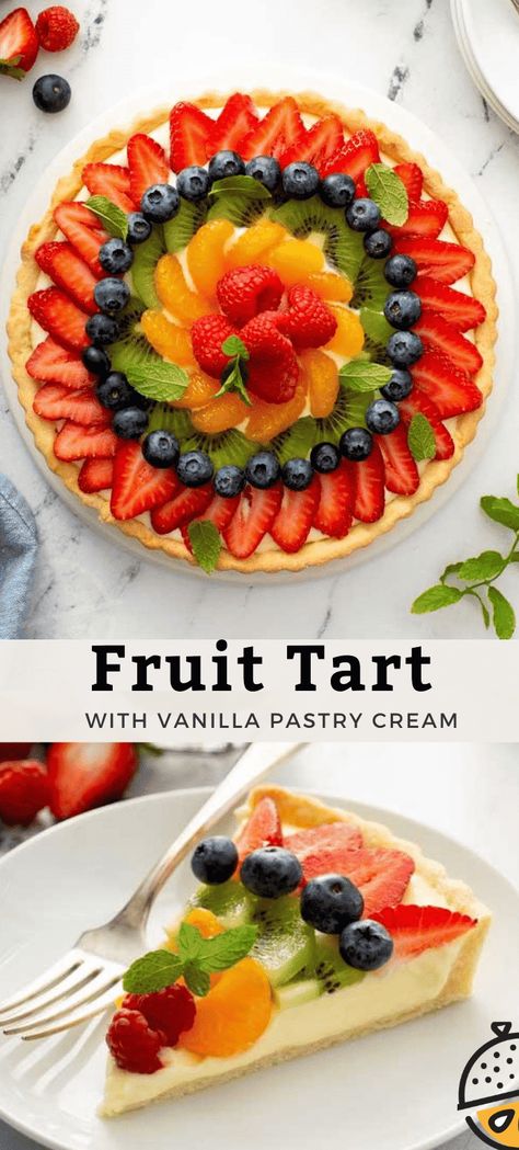 Fruit Tart Decoration, Classic Pastries, Fruit Tart Glaze, Tart Glaze, French Fruit Tart, Fruit Tart Recipe Easy, Desserts French, Vanilla Custard Filling, Tart Desserts