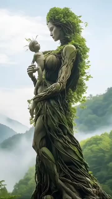 Gaia Goddess, Tree Spirits, Mother Earth Art, Body Image Art, Nature Goddess, Arte Peculiar, Beautiful Angels Pictures, Earth Art, Traditional Landscape