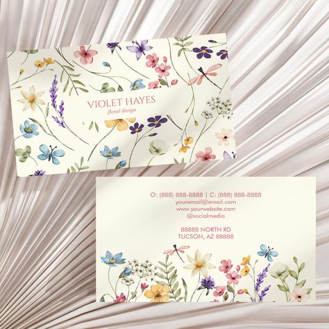 Bespoke Closet, Floral Business Cards, Flower Invitation, Flower Logo, Custom Business Cards, Elegant Flowers, Wild Flower, Flower Shop, Hat Crafts