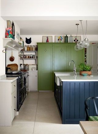 Renovated Victorian House, What Is Interior Design, Beata Heuman, Blue Subway Tile, Sap Green, Farrow And Ball, Uk Photos, London House, Bentwood Chairs