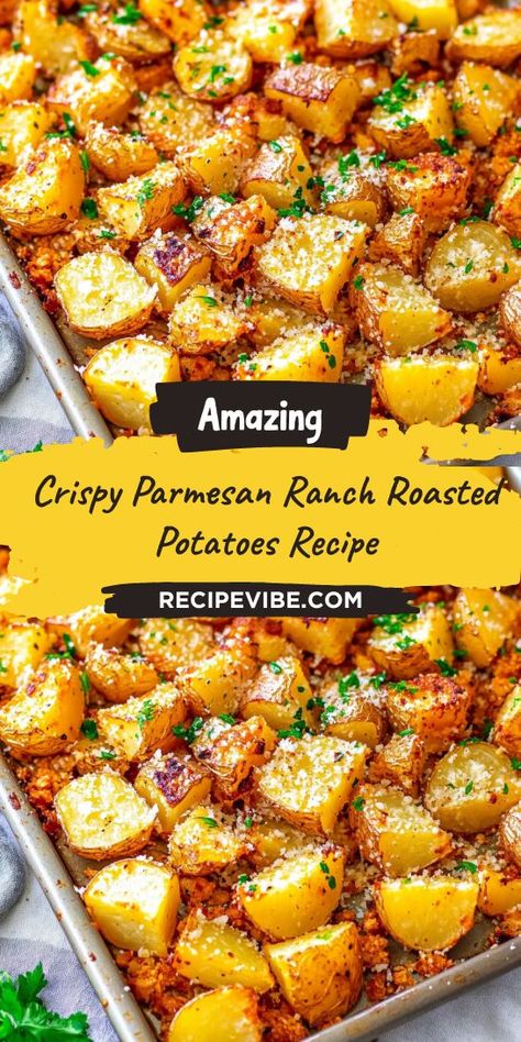 Searching for a standout side dish for your Christmas dinner? Crispy Parmesan Ranch Roasted Potatoes are the ideal complement to any holiday meal, offering both flavor and crunch. Be sure to save this recipe for your festive celebrations and wow your family and friends! Ranch Roasted Potatoes, Roasted Ranch Potatoes, Ranch Potato Recipes, Parmesan Ranch, Potato Side Dishes Easy, Crispy Parmesan Potatoes, Parmesan Roasted Potatoes, Roasted Potato Recipes, Ranch Recipe