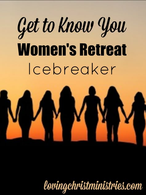 Looking for a great way to mix and mingle at your next retreat? This 'Get to Know You' activity is a super fun women's retreat icebreaker. Ice Breakers For Women, Party Games For Women, Games For Women, Retreat Activities, Retreat Planning, Retreat Themes, Christian Retreat, Womens Ministry Events, Christian Women's Ministry