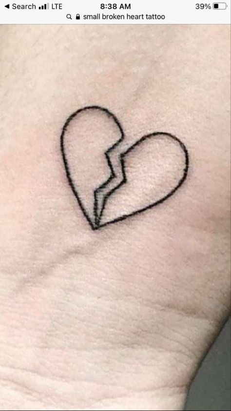 Small Heart Tattoo Men, Heart Broke Tattoos, Broke Heart Tattoo, Little Simple Tattoos, Back Tattoo Full, Heartless Tattoo, Tattoo Full Back, Hand Heart Tattoo, Heart Outline Tattoo