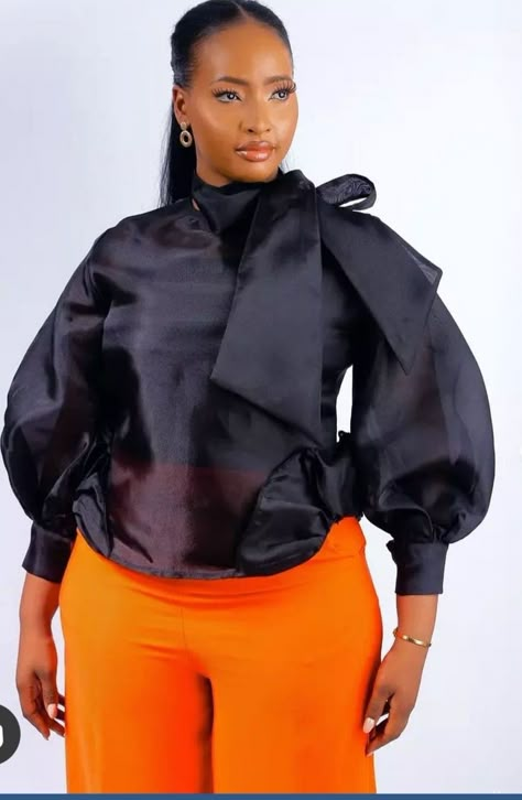 Organza Tops Blouses In Nigeria, Chiffon Top Styles In Nigeria, Organza Tops Blouses, Chiffon Tops For Women Trendy, Chiffon Tops For Women, Organza Top Styles, Organza Tops, African Maxi Dress Ankara, Corporate Wears