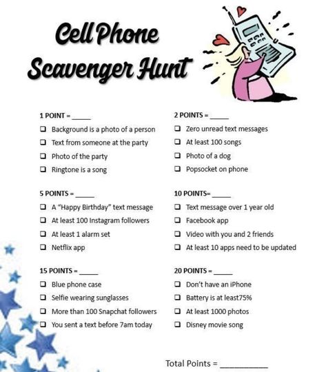 Cell Phone Scavenger Hunt, Scavenger Hunt Classroom, Phone Scavenger Hunt, Scavenger Hunt Activities, Happy Birthday Text Message, Selfie Scavenger Hunt, Selfie Phone, Party Selfie, Iphone Selfie