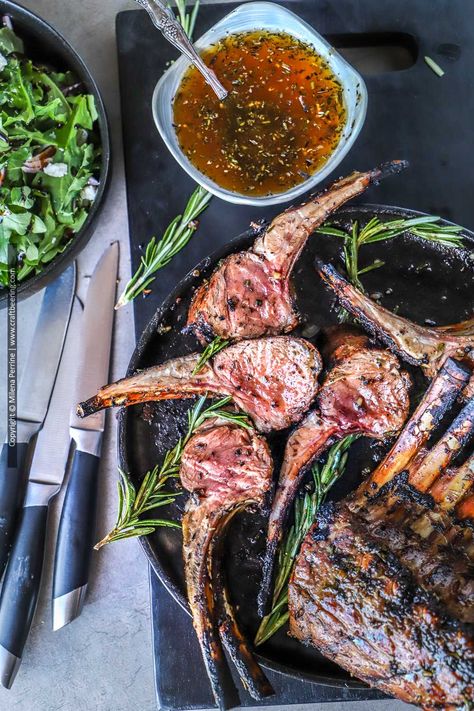 Grilled Rack of Lamb with Rosemary Marinade French Lamb Rack Recipes, French Rack Of Lamb Recipes, Rack Of Lamb Recipes Grilled, Grilled Rack Of Lamb Recipes, Sauces For Lamb, Rack Of Lamb Marinade, Rack Of Lamb Recipes, Lamb Rib Chops, Lamb Recipes Oven