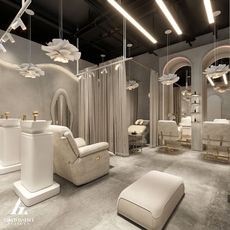 𝐋𝐔𝐗𝐔𝐑𝐘 𝐁𝐄𝐀𝐔𝐓𝐘 𝐒𝐀𝐋𝐎𝐍 :: Behance Beauty Bar Interior Design, Luxurious Spa Design, Luxury Beauty Salon Design Interior, Wig Salon Interior Design, Makeup Shop Interior, Boujee Salon, Luxury Hair Salon Design, Hair Salon Interior Design Luxury, Luxury Beauty Salon Design