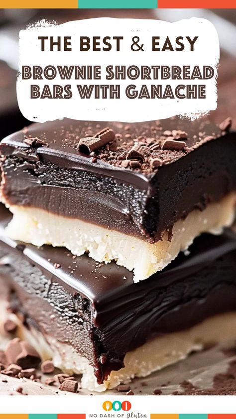 Craving a decadent dessert? These Easy Brownie Shortbread Bars with Ganache are a show-stopping combination of buttery shortbread, fudgy brownies, and smooth chocolate ganache. Perfect for gatherings or as an indulgent treat. Save this recipe and try it out—your sweet tooth will thank you! Better Than Anything Brownies, Desserts With Ganache, Dessert Bars Recipes, 9x13 Desserts, Desserts For A Party, Choc Brownies, Sweet Slices, Brownie Desserts Recipes, Easy Brownie