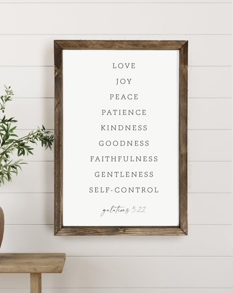 Fruit Of The Spirit Sign, Fruit Of The Spirit Wall Decor, Fruits Of The Spirit Decor, Fruit Of The Spirit Wall Art, Prayer Signs, Spirit Signs, Galatians 5 22, Christian Signs, Jesus Wall Art