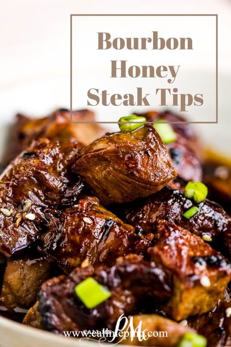 Bourbon Honey Steak Tips RECIPE Honey Steak, Bourbon Honey, Bourbon Steak, Honey Bourbon, Steak Tips, Beef Tips, Where's The Beef, Steak Bites, Recipes Beef