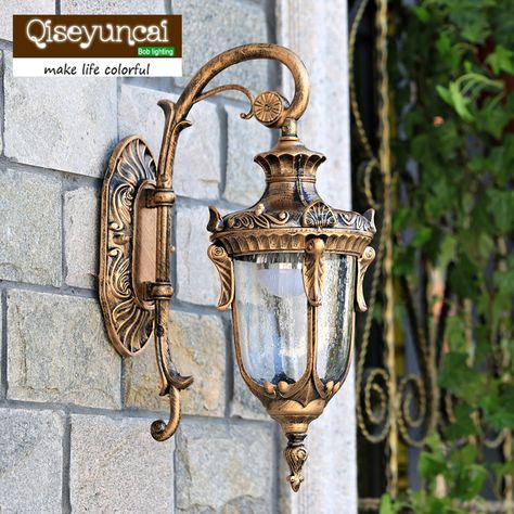 The balcony lamp European Garden aisle wall lamp outdoor wall lamp luxury villa courtyard lamp background wall waterproof wall Exterior Wall Light Fixtures, Outdoor Wall Light Fixtures, Lamp Outdoor, Lantern Lamp, Exterior Wall Light, Waterproof Wall, Outdoor Light Fixtures, Outdoor Wall Lantern, Street Lamp