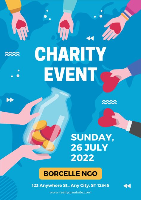 Ngo Poster, World Ngo Day, Charity Event Poster, Charity Poster, Graphic Shapes Design, Graphic Shapes, Shapes Design, Charity Event, Helping Hand