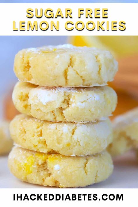 Sugar Free Lemon Cookies, Lemon Cookie Recipe, Sugar Free Cookie Recipes, Dolce Poche Calorie, Sugar Free Desserts Easy, No Sugar Desserts, Lemon Cookie, Sugar Free Snacks, Low Sugar Desserts