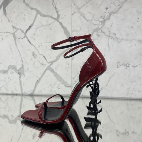 Red Saint Laurent Heels, Ysl High Heels, Dark Red Heels, Luxury Heels, Pretty Heels, Burgundy Heels, Heels Aesthetic, Shopping Haul, Dr Shoes