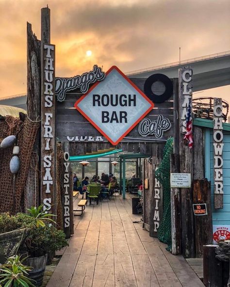 And dining options are just as endless! A local favorite is Django's Rough Bar Cafe which boasts stunning ocean views and delicious, made-from-scratch seafood. Like many Fort Bragg eateries, this quaint restaurant is full of character. Fort Bragg California Camping, Fort Bragg California Things To Do, Forts Ideas, Coastal Camping, Northern California Road Trip, Fort Bragg California, California Coast Road Trip, California Towns, Coastal Vacation