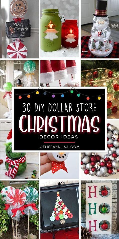 30+ BEST DIY Dollar Store Christmas Decorations You’ll Love – Of Life and Lisa Diy Dollar Store Christmas Decor, Alt Diy, Store Christmas Decor, Store Christmas Decorations, Diy Christmas Decorations Dollar Store, Christmas Party Decorations Diy, Craft Bazaar, Dollar Store Christmas Decor, Dollar Store Christmas Decorations