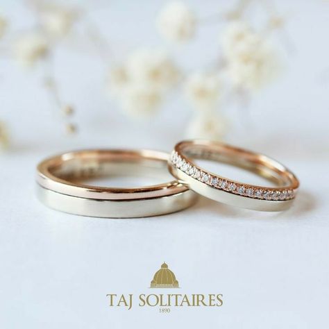 Wedding Bands Ideas Couple, Wedding Bands Design Ideas, Cute Couple Rings Unique, Wedding Ring Designs Couple Simple, Weddings Rings Couple, Unique Couple Wedding Rings, Wedding Bands Men And Women, Wedding Band Rings Couple, Engagement Bands Couple