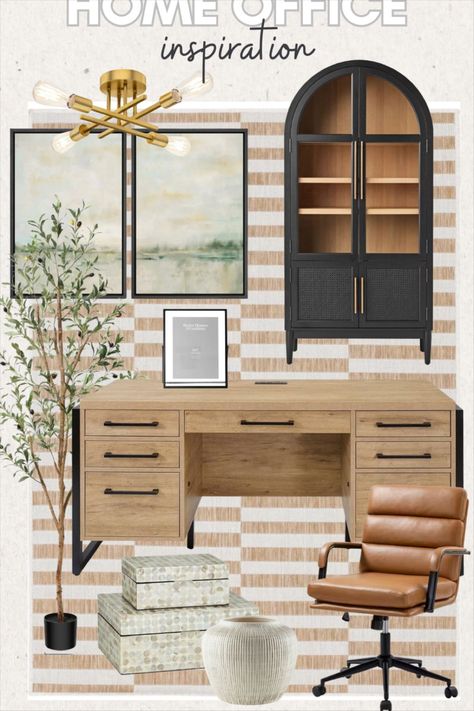 Mason Modern Wood Laminate Office … curated on LTK Organic Modern Guest Room Office, Black And Neutral Home Office, Odd Shaped Home Office, Modern Farm Office, Modern Farmhouse Office Desks, Light Wood Office Design, Office Modern Organic, Home Office Inspo Masculine, Modern Luxury Home Office