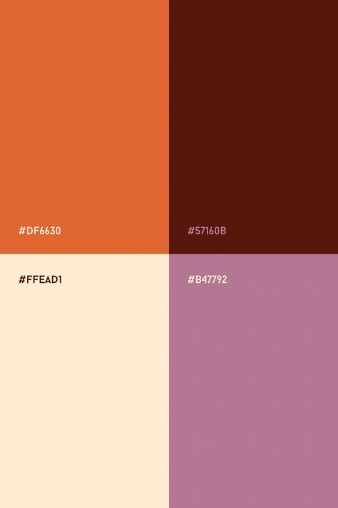 Warm Toned Color Palette, Lavender And Orange Bedroom, Burgundy Interior Design Colour Palettes, Warm Purple Color Palette, Orange And Purple Color Palette, Color Palette With Burgundy, Wedding Color Palette Burgundy, Red Orange Color Palette, Color Schemes Orange