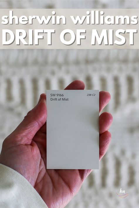 Sherwin Williams Drift of Mist Color Study! Learn all about this neutral paint shade + see pictures of it used in 25 real homes! Learn undertones, coordinating colors & more! #sherwinwilliams #sherwinwilliamsdriftofmist #driftofmist #driftofmistcolorscheme #driftofmistcabinets #driftofmistsherwinwilliamswalls #driftofmistpaint Sherwin Williams Drift Of Mist, Drift Of Mist, Greek Villa Sherwin Williams, Blue Gray Paint Colors, Mist Color, Mindful Gray, Accent Wall Colors, Blue Gray Paint, Best Paint