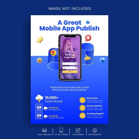 Vector mobile app promotion and phone re... | Premium Vector #Freepik #vector App Flyer, 3d Smartphone, App Promotion, Google Play Store, Phone Repair, App Logo, Poster Template, Ios App, Mobile App