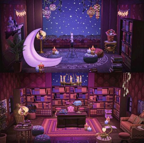 Witchy House, Witchy Room, Fairy Room, Witch Room, Animal Crossing Guide, Purple Animals, Happy Home Designer, Animal Crossing Qr Codes Clothes, Animal Crossing Wild World