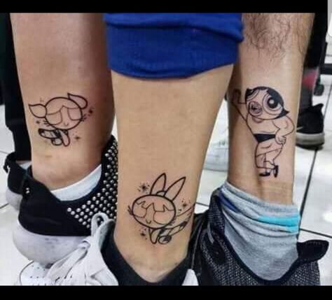 Siblings Tattoo For 3, Sibling Tattoos For 3, Matching Friendship Tattoos, Pop Culture Tattoos, Matching Friend Tattoos, Culture Tattoos, Floral Thigh Tattoos, Cute Hand Tattoos, Sibling Tattoos