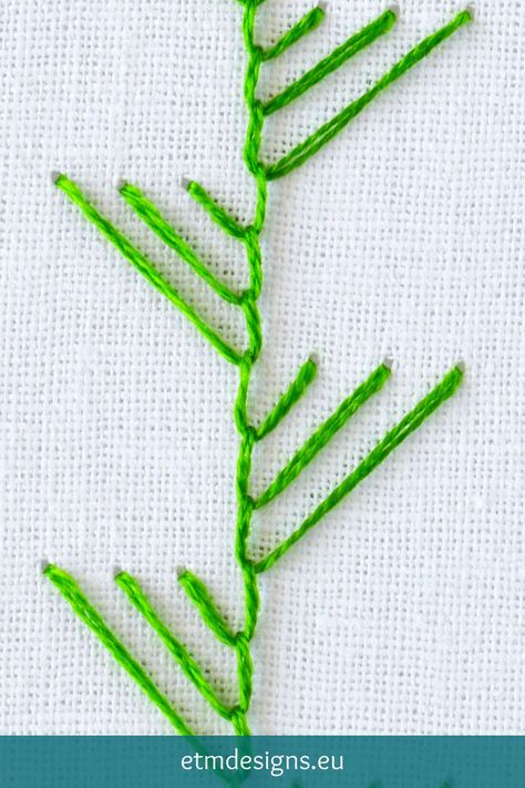 A maidenhair stitch is a variation of a single feather stitch. The maidenhair stitch is perfect for decorating the seams and for borders. Add some decorative stitches, like French knots of Lazy daisies, and create your unique border designs. Also, the maidenhair stitch looks excellent in filling. Make rows of this stitch, one next to the other, and fill the fabric with beautiful texture. Click to watch a video tutorial now or pin for later! Embroidery Video, Decorative Stitches, Feather Stitch, Hand Embroidery Videos, Hand Embroidery Tutorial, Border Designs, Embroidery Videos, Hand Embroidery Projects, French Knots