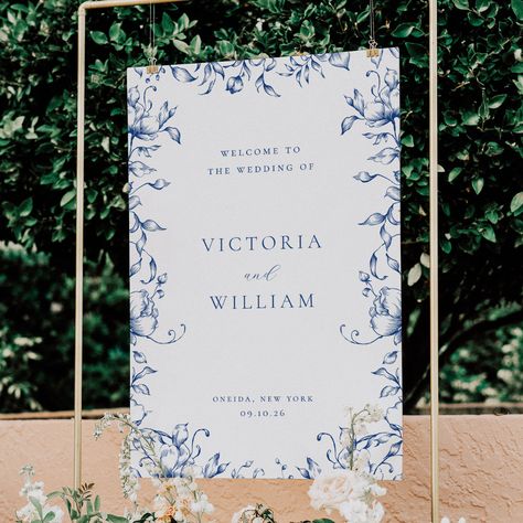 Summer Wedding Welcome Sign, Marseille Blue Wedding, Sapphire Blue Weddings, Blue Typography, Wanderlust Decor, Wedding Welcome Board, Wedding Brunch, Themed Wedding Invitations, Blue Themed Wedding