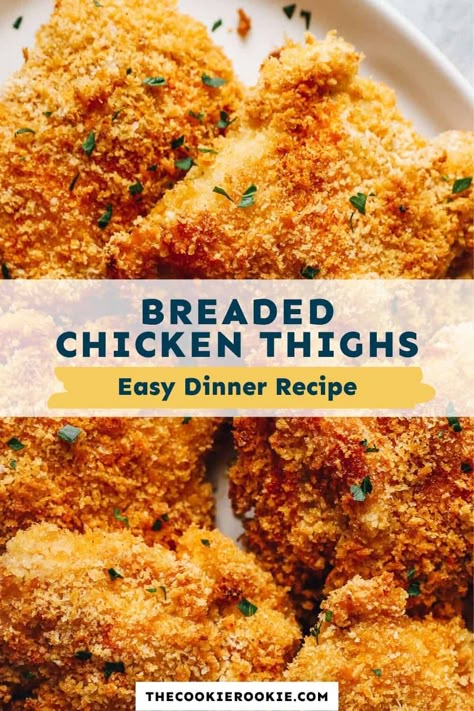 Breaded Boneless Chicken Thighs, Fried Boneless Skinless Chicken Thigh Recipes, Fried Chicken Thighs Boneless, Chicken Thigh Air Fryer, Baked Chicken Thighs Boneless, Chicken Legs In Air Fryer, Chicken Thighs Instant Pot, Chicken Thighs Crockpot, Breaded Chicken Thighs