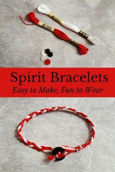 Have fun with these easy team spirit bracelets, and wear them to support your favorite team or school. Team Crafts Sports, Diy School Spirit Crafts, Cheer Bracelets Diy, School Spirit Bracelets Diy, Swim Team Spirit Ideas, Spirit Gear Ideas High Schools, Diy School Spirit Ideas, Red Team Spirit Ideas, Cheer Camp Activities