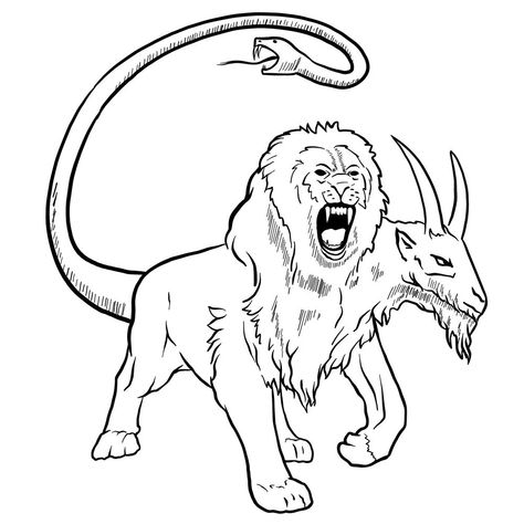 Chimera Drawing, Mythical Creature Drawings Sketches, Chimera Tattoo, Mythology Drawings, Chimera Art, How To Draw Monsters, Bookmark Contest, Chimera Mythology, Daily Sketch Challenge