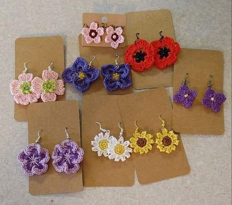 Crochet Ideas Free Patterns, Diy Crochet Jewelry, Crochet Bedspread Pattern, Crochet Jewelry Patterns, Crochet Earrings Pattern, Earrings Pattern, Crochet Jewellery, Crochet Daisy, Crochet Business