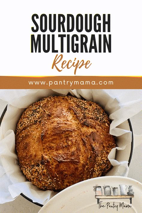 Sourdough Multigrain Bread, Multi Grain Sourdough Bread Recipe, Multigrain Sourdough Bread Recipe, Multigrain Sourdough Bread, Gf Sourdough Starter, Fermented Dough, Recipes Using Sourdough Starter, The Pantry Mama, Multigrain Bread Recipe