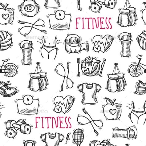 Fitness Sketch Black and White Seamless Pattern Workout Doodles, Diy Fitness Journal, Funny Fitness Motivation, Sketch Black And White, Bodybuilding Diet, Black And White Sketches, Fitness Motivation Quotes Inspiration, Traditional Tattoo Art, Sport Training