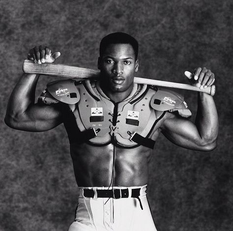 Bo Jackson, retired baseball AND football player. He was the first athlete to be named an All-Star in two major American sports. He also won the Heisman Trophy in 1985. The Nike ad campaign "Bo Knows" launched him into popularity beyond sports. Nike Ad, Tim Tebow, Raiders Football, Sports Posters, Bo Jackson, Kc Royals, Raider Nation, Sport Icon, Sports Hero