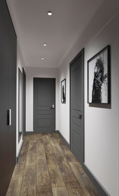 Interior Door Colors, Grey Interior Doors, Painted Interior Doors, Black Interior Doors, Door Design Interior, Home Entrance Decor, Gray Interior, Interior Modern, Home Design Decor