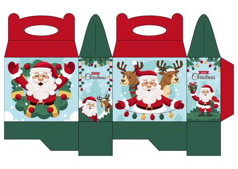 Paper Box Template Free Printable Gift Bags, Santa Box Ideas, Christmas Favor Boxes, Gable Box Template Free Printable, Candy Box Template Free Printable, Diy Christmas Gift Box Ideas, Christmas Box Diy, Christmas Boxes Gift, Christmas Box Template