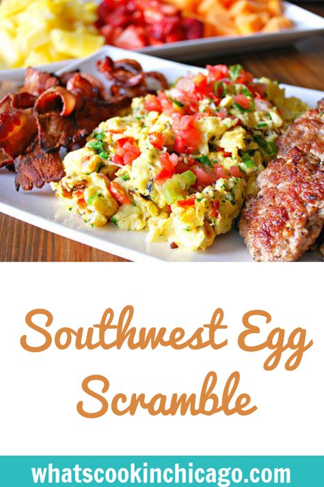 Southwest Egg Scramble #eggs #brunch #recipes Healthy Mini Quiche, Make Ahead Cinnamon Rolls, Quiche Ideas, Tot Casserole Recipes, Western Breakfast, Eggs Brunch, Scramble Eggs, Casserole Ideas, Egg Scramble