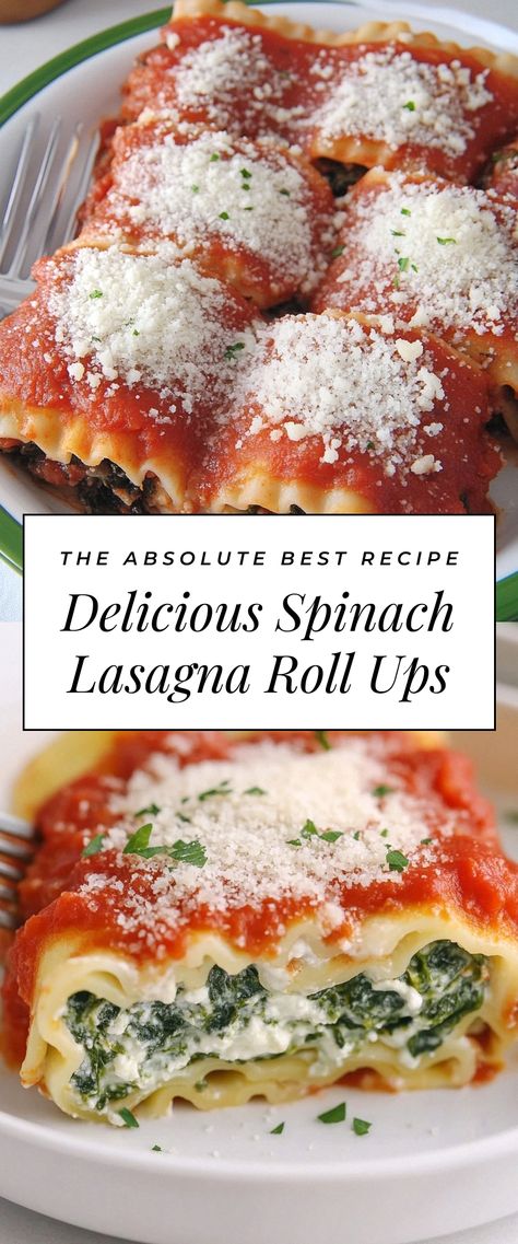 Image for Delicious Spinach Lasagna Roll Ups Snowman Lasagna Roll Ups, Lazy Family Dinner, Pesto And Sausage Lasagna, Recipes With Spinach Healthy, Spinach Lasagna Roll Ups Recipe, Mushroom Lasagna Roll Ups, Lasagna Roll Up Recipe, Spinach Artichoke Lasagna, Spinach Lasagna Roll Ups