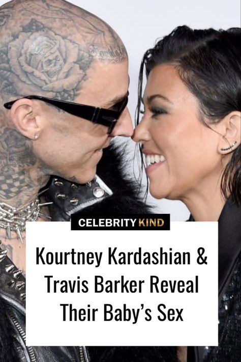 Travis and Kourtney smiling nand looking at at each other, nose-to-nose at a red carpet event. The post reads: Kourtney & Travis Reveal Their Baby’s Sex] Courtney Kardashian, Kourtney Travis, No Gossip, Blink 182 Concert, Kourtney Kardashian And Travis Barker, Kourtney Kardashian Travis Barker, Kourtney Kardashian Travis, Kourtney Kardashian And Travis, Shanna Moakler