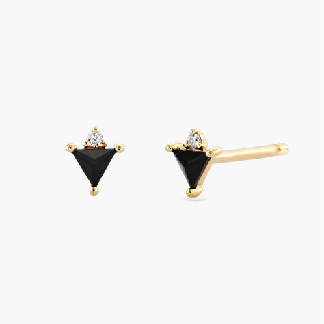 Emanuelle Initial Pendant - Gold Vermeil with Black Diamond | Oak & Luna Black Diamond Earrings Studs, Black Diamond Studs, Diamond Earrings Studs Round, Traditional Diamond, Black Spinel, Trendy Earrings, Yellow Gold Earring, Initial Pendant, Diamond Earrings Studs